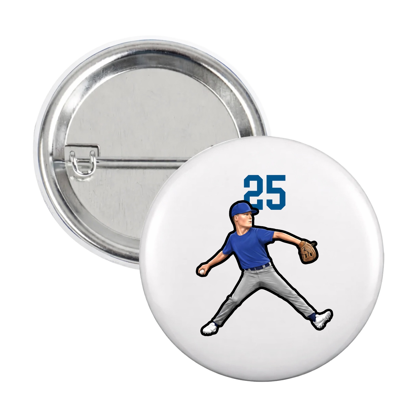Game Day Button — Number Top in White