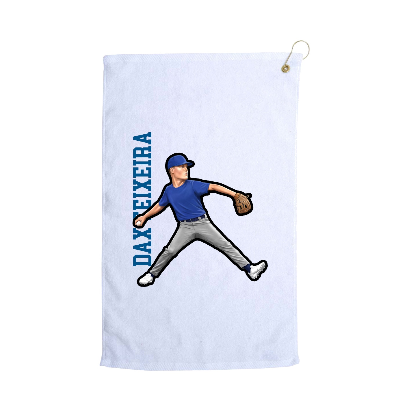 Golf Towel — Name Vertical in White