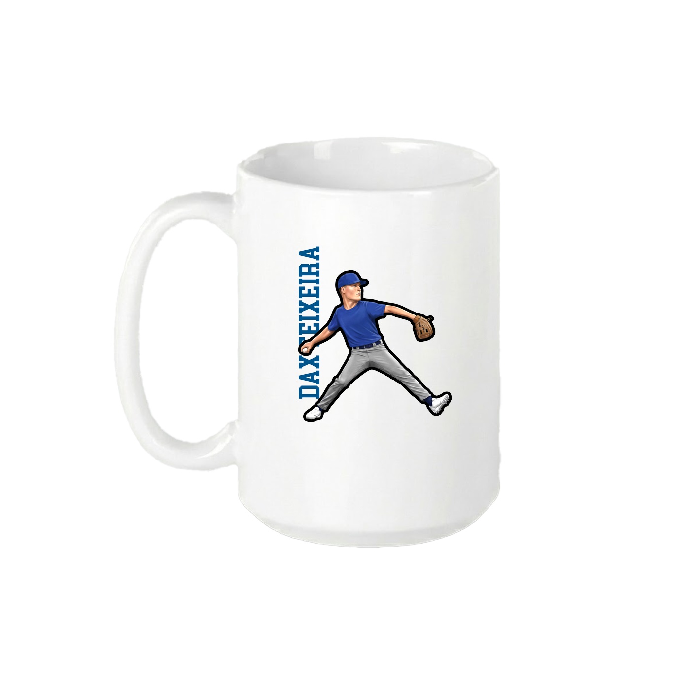 15oz Coffee Mug — Name Vertical in White