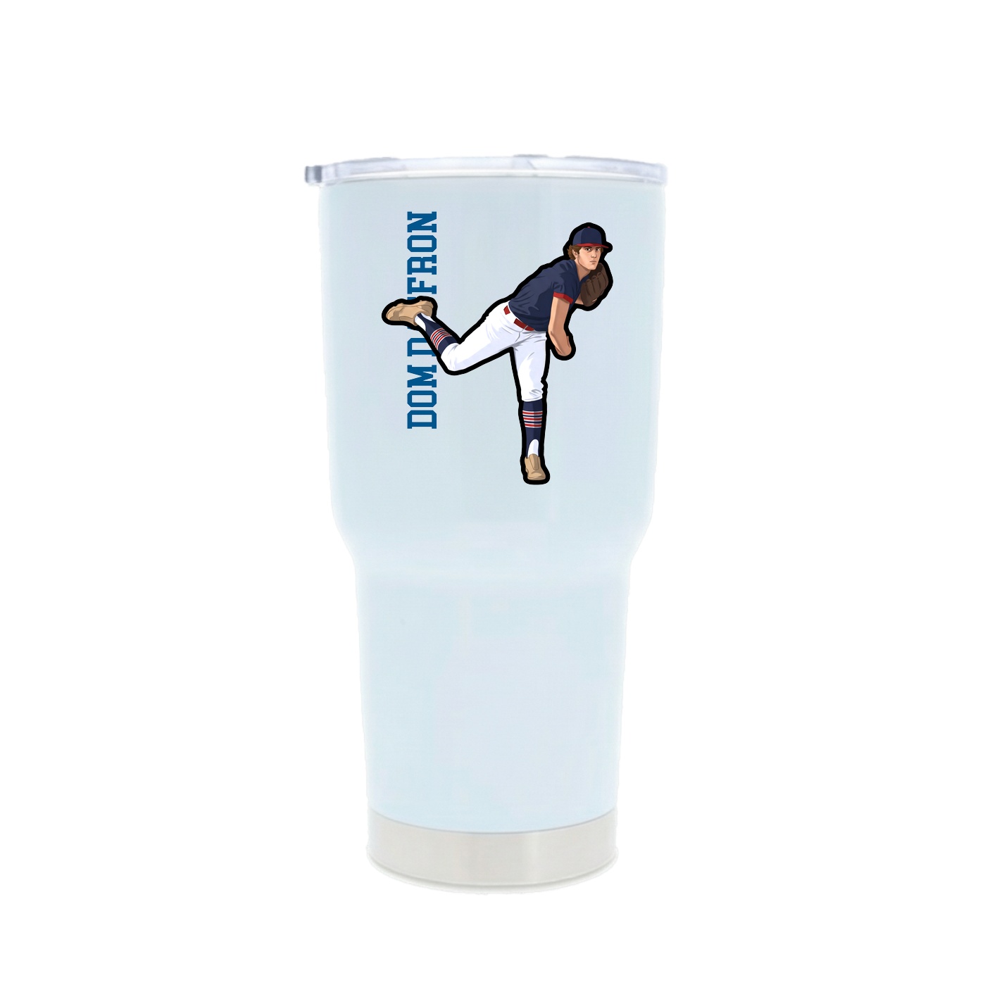 30oz Stainless Steel Tumbler — Name Vertical in White