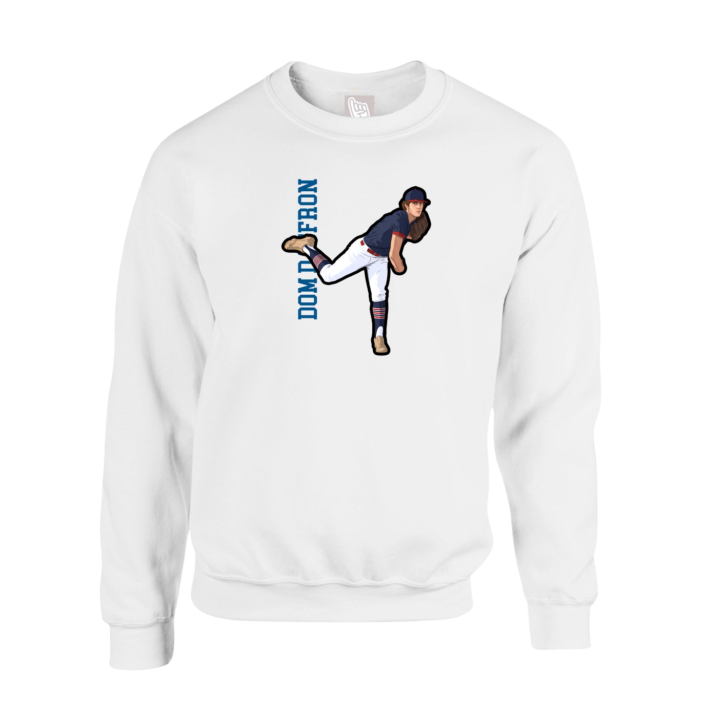 Fleece Crew — Name Vertical in White