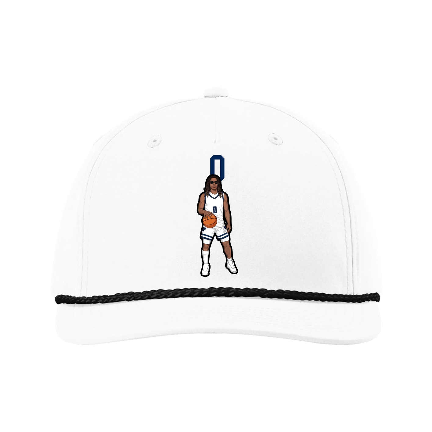 Five-Panel Classic Rope Cap — Number Top in White
