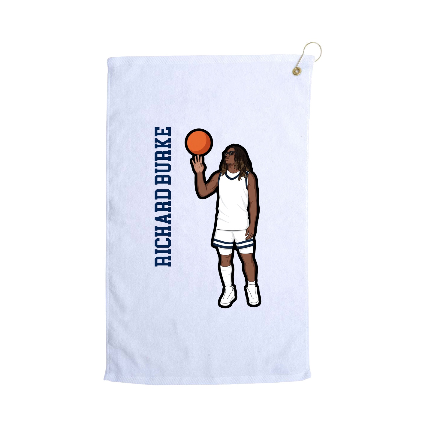 Golf Towel — Name Vertical in White