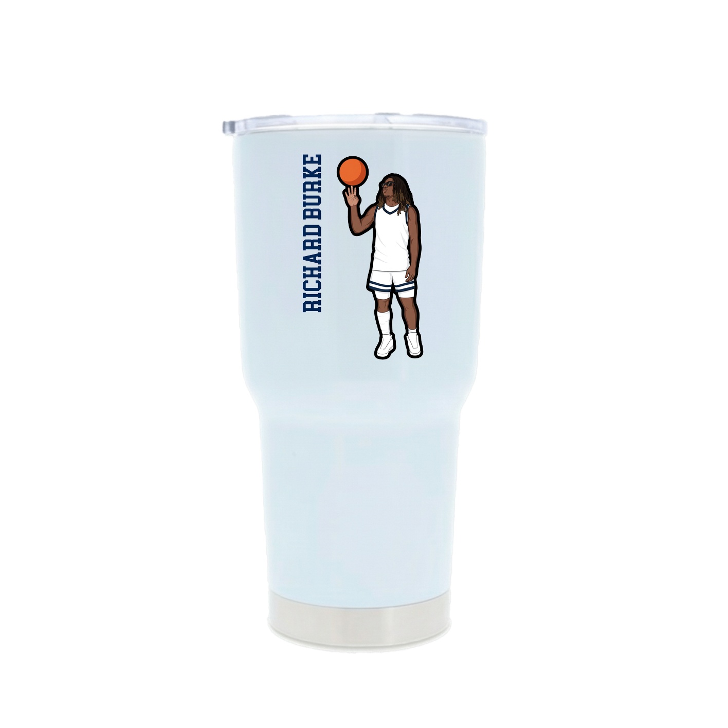 30oz Stainless Steel Tumbler — Name Vertical in White