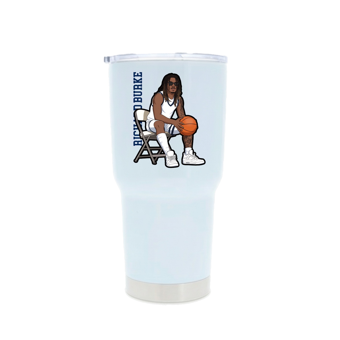 30oz Stainless Steel Tumbler — Name Vertical in White