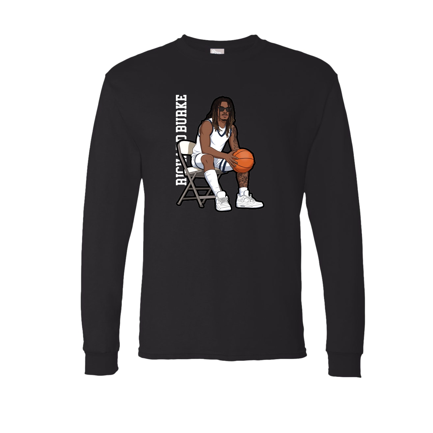 Long Sleeve Tee — Name Vertical in Black