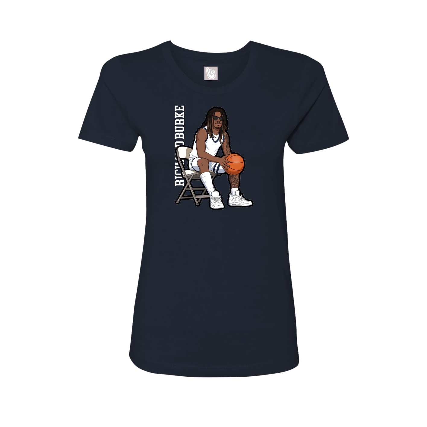 Fitted Women's Tee — Name Vertical in Navy