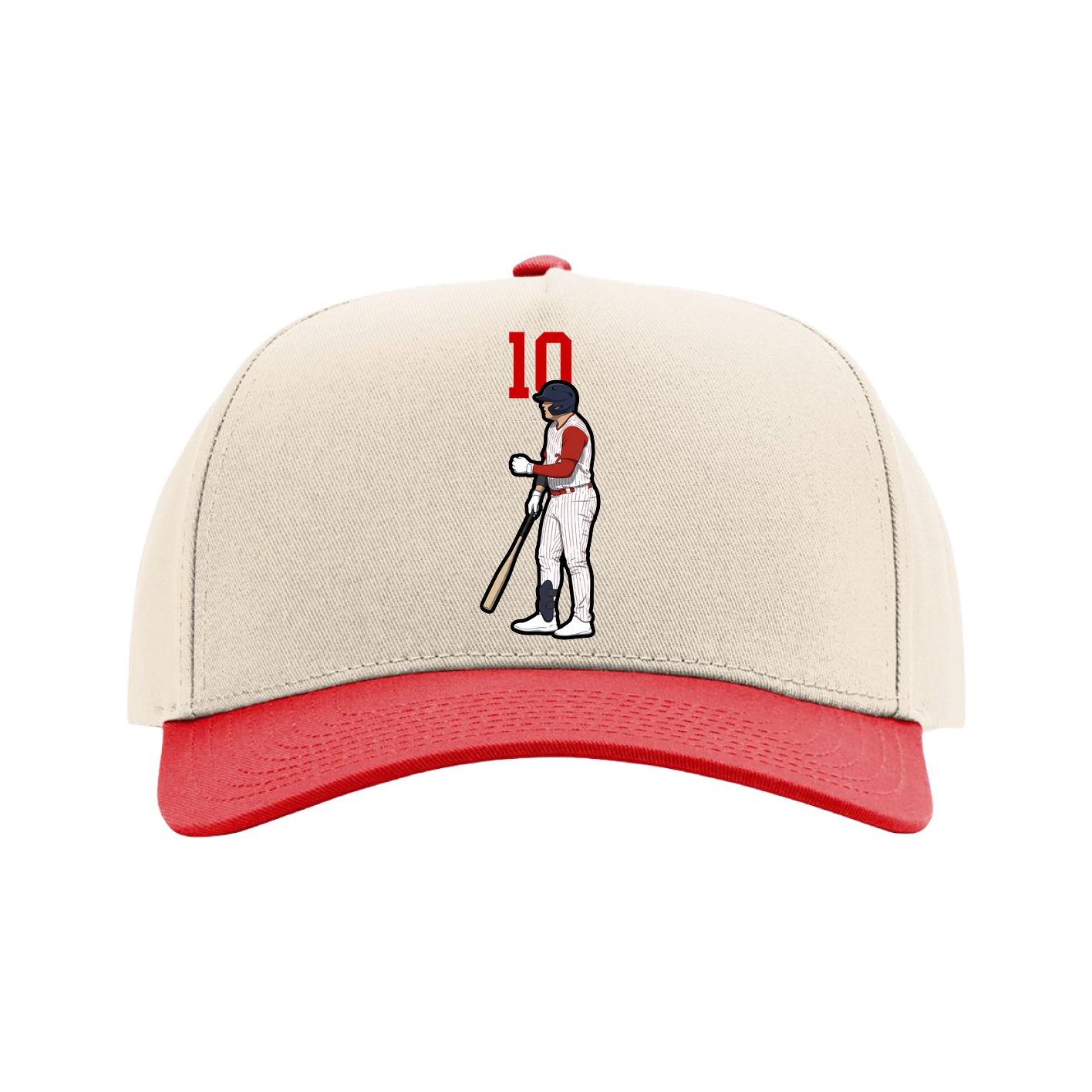 Full Fabric Five-Panel Champ Cap — Number Top in Cream/Red