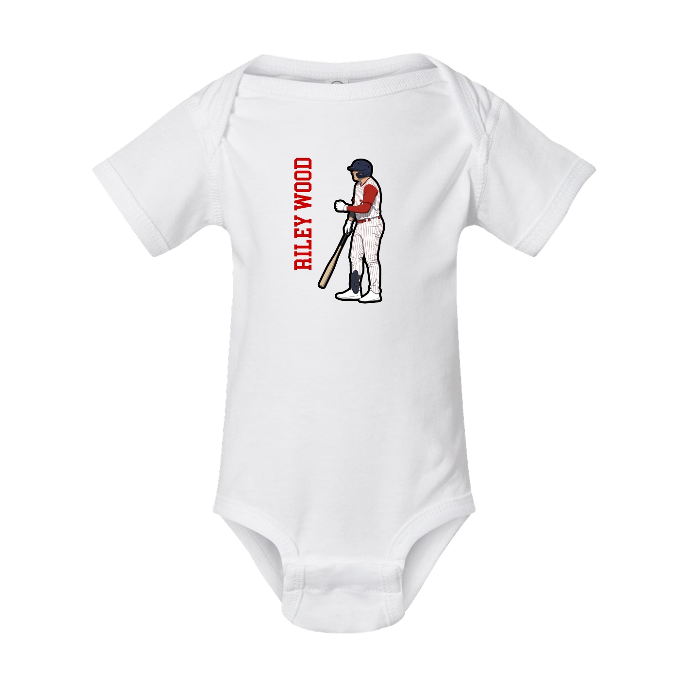Baby Onesie — Name Vertical in White