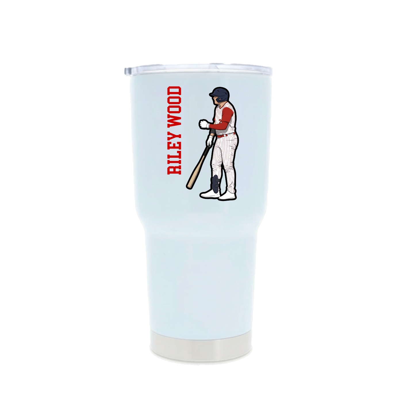 30oz Stainless Steel Tumbler — Name Vertical in White