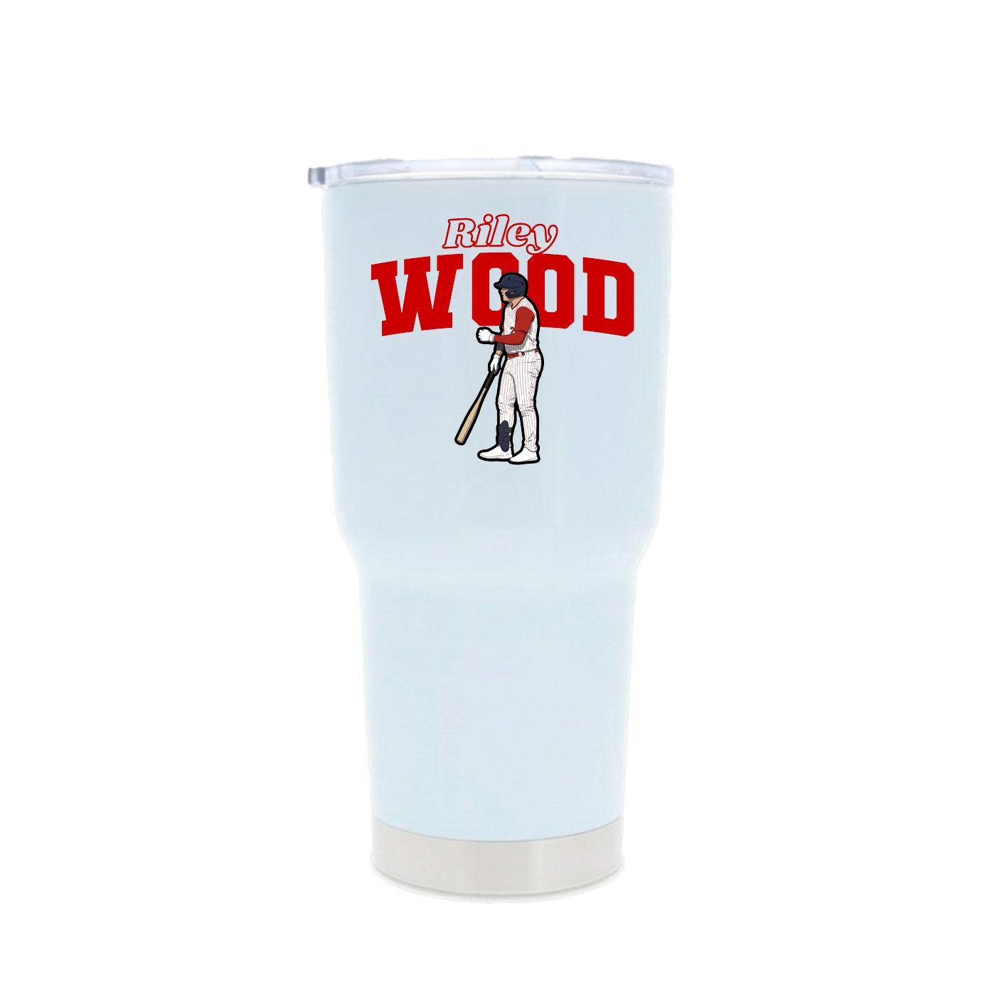30oz Stainless Steel Tumbler — Name Arch in White