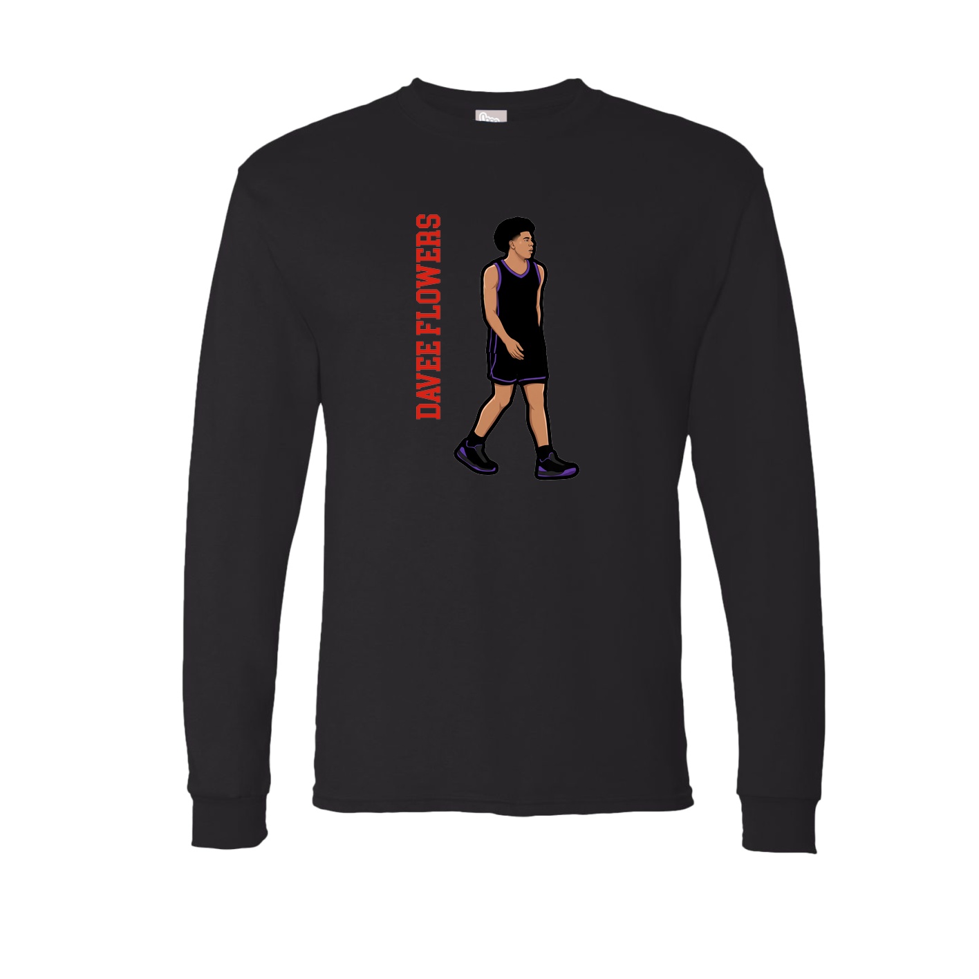 Long Sleeve Tee — Name Vertical in Black