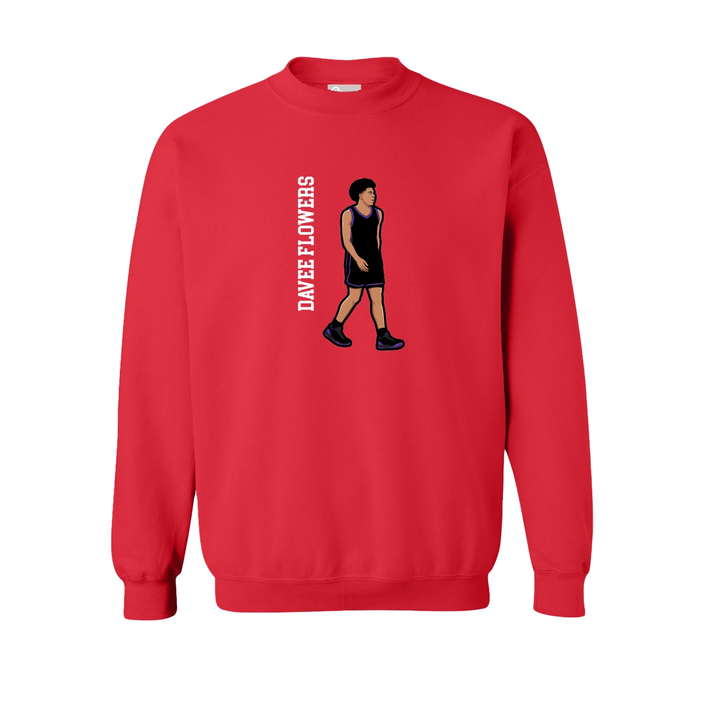 Fleece Crew — Name Vertical in Red