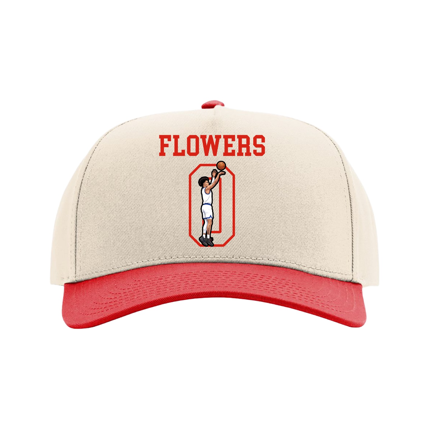 Full Fabric Five-Panel Champ Cap — Shirsey in Cream/Red