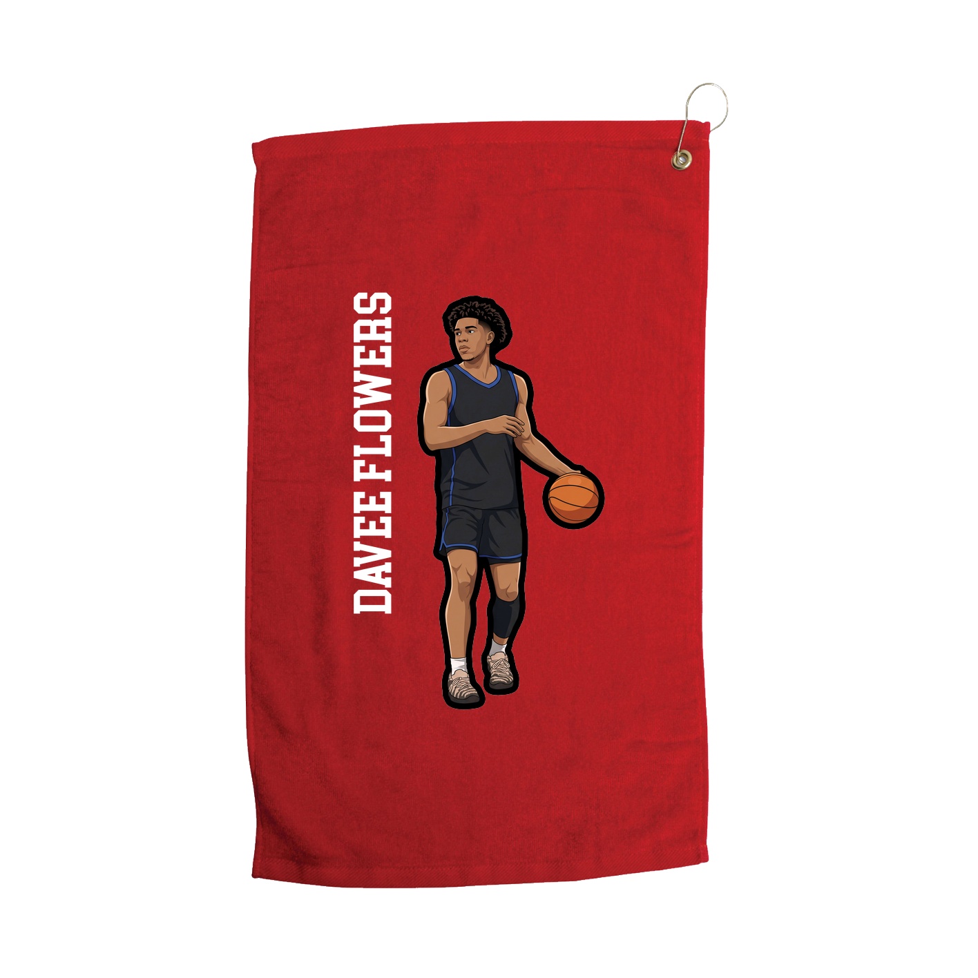 Golf Towel — Name Vertical in Red