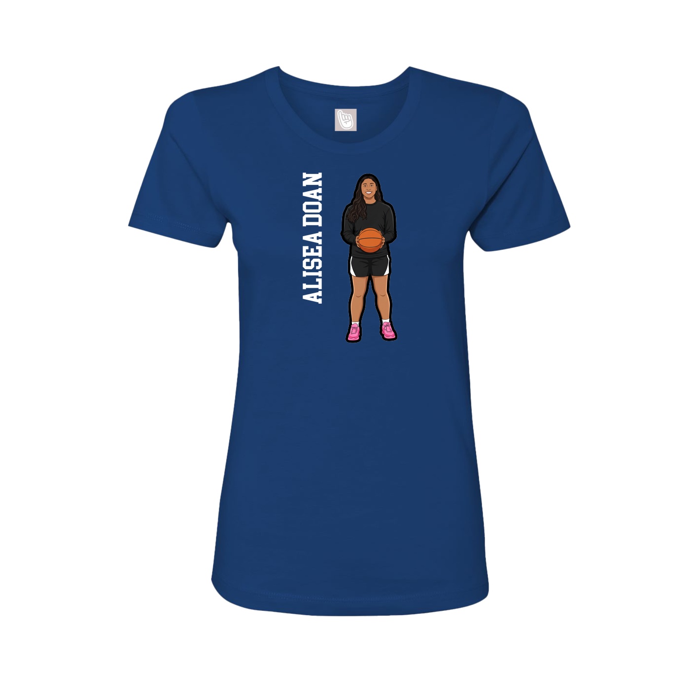 Fitted Women's Tee — Name Vertical in Royal