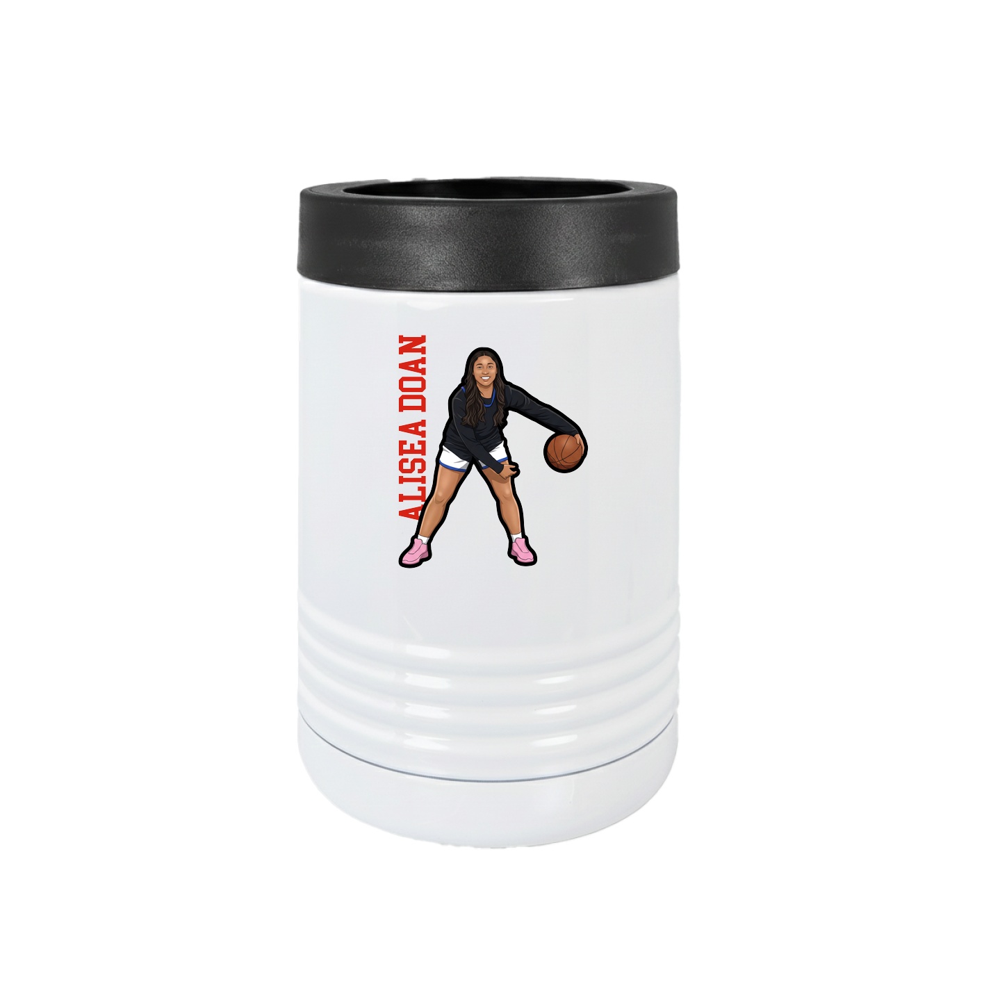 Beverage Holder — Name Vertical in White