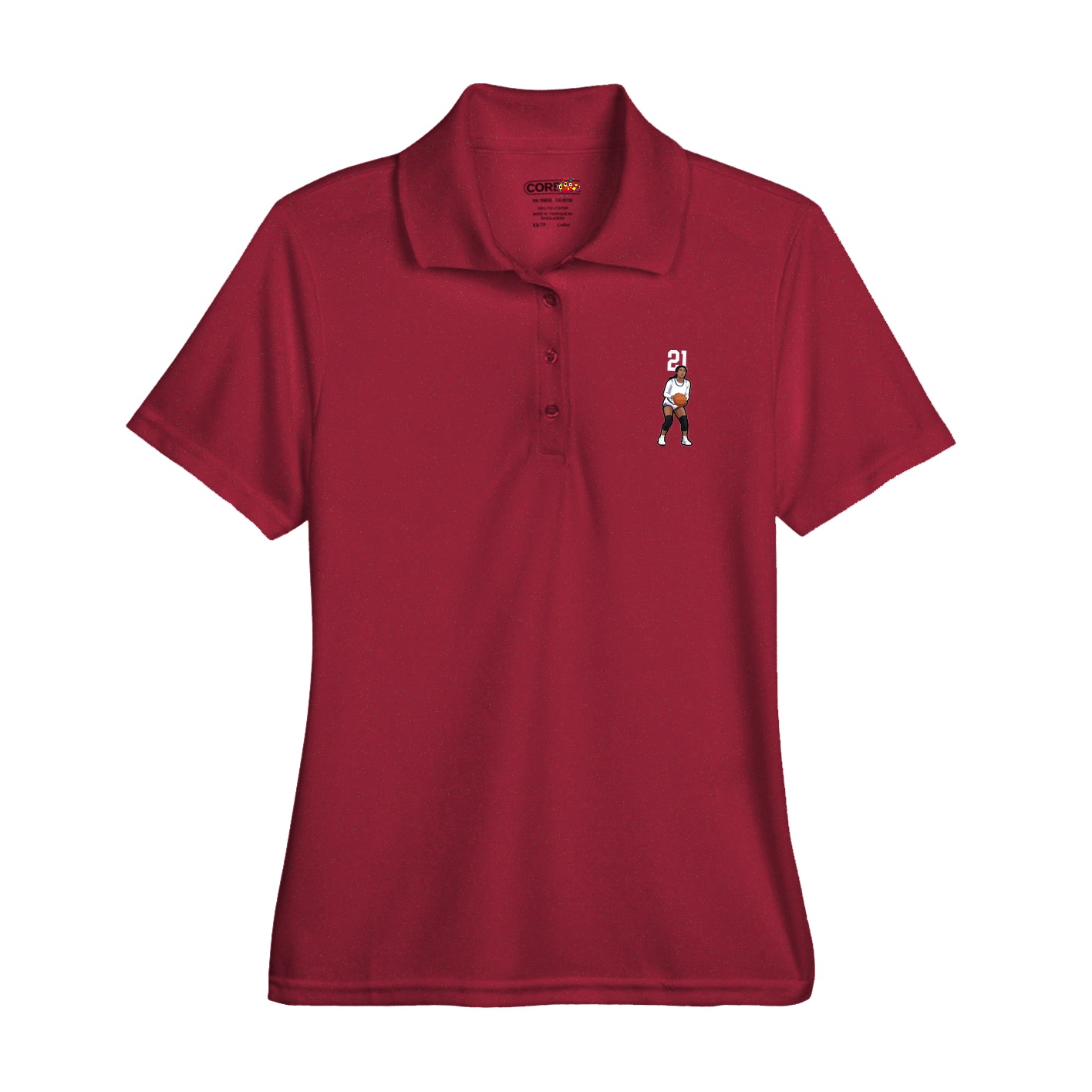 Womens Performance Polo — Number Top in Red
