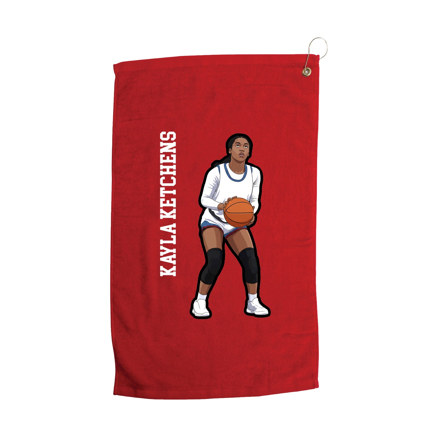 Golf Towel — Name Vertical in Red