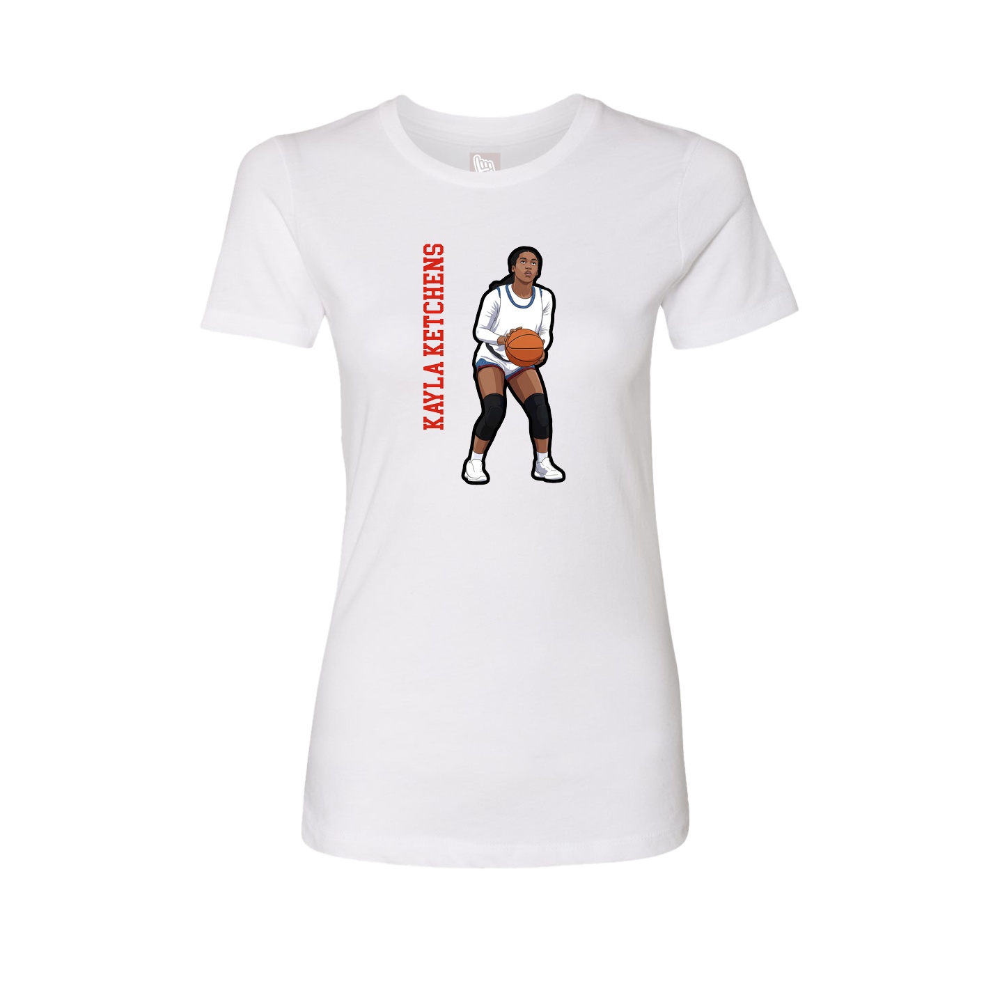 Womens Tee — Name Vertical in White