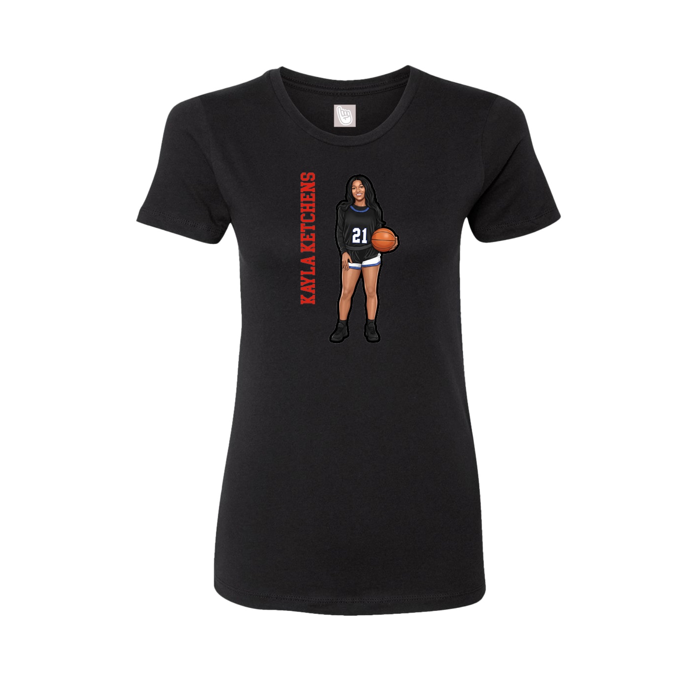 Womens Tee — Name Vertical in Black