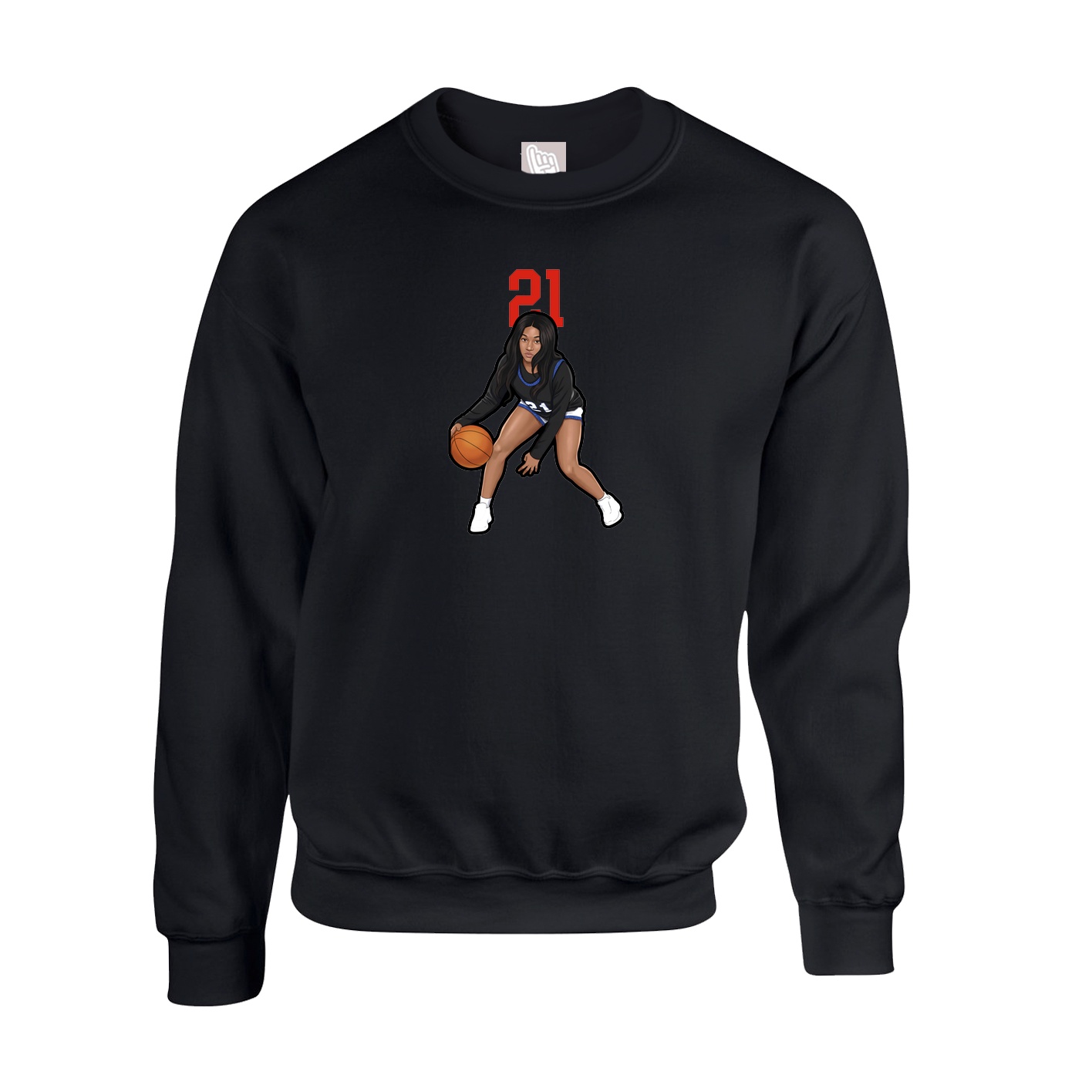 Fleece Crew — Number Top in Black