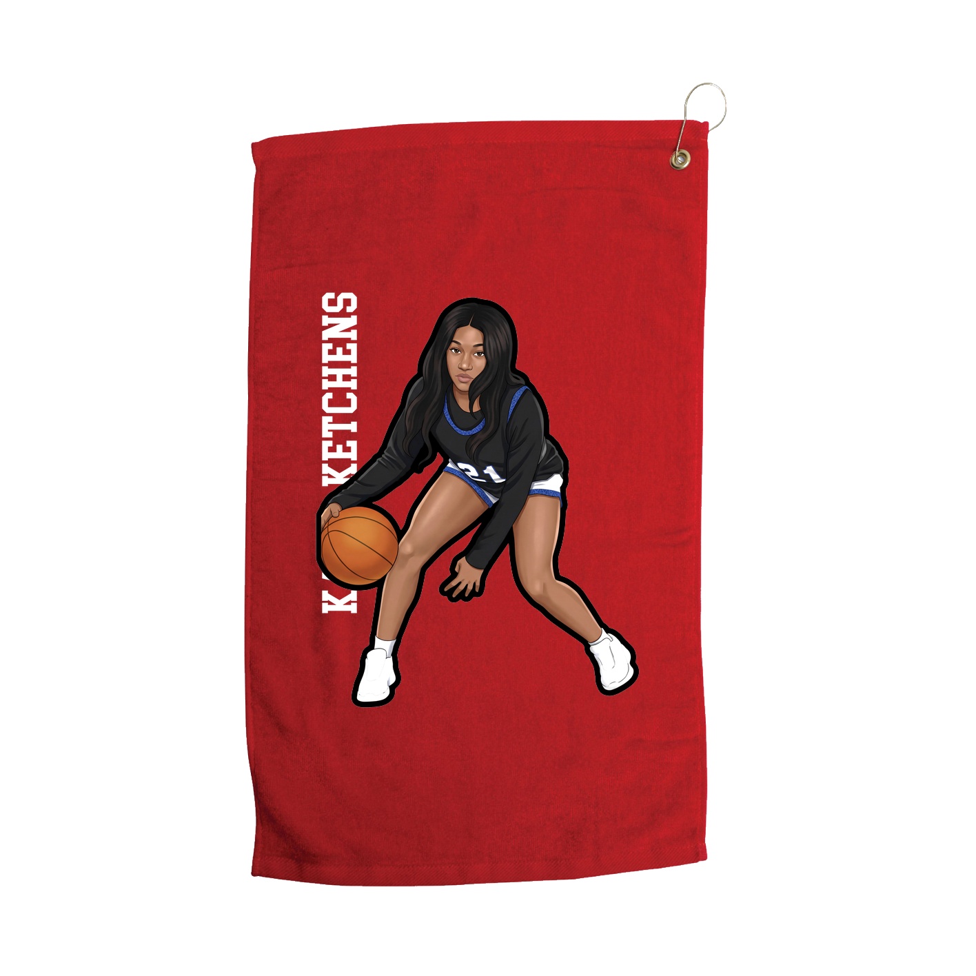 Golf Towel — Name Vertical in Red