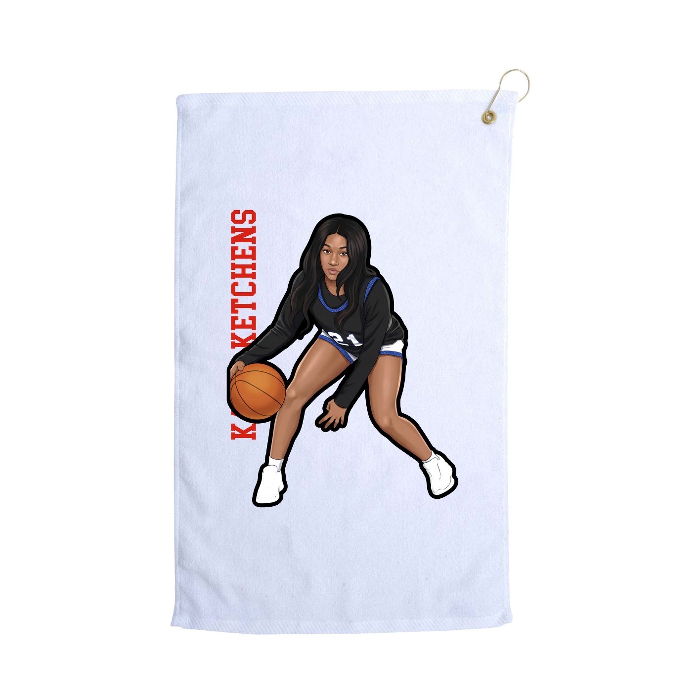 Golf Towel — Name Vertical in White