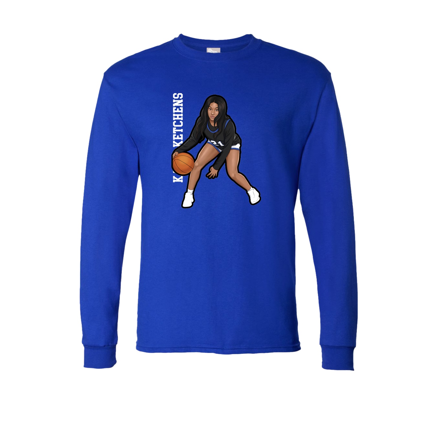 Long Sleeve Tee — Name Vertical in Royal