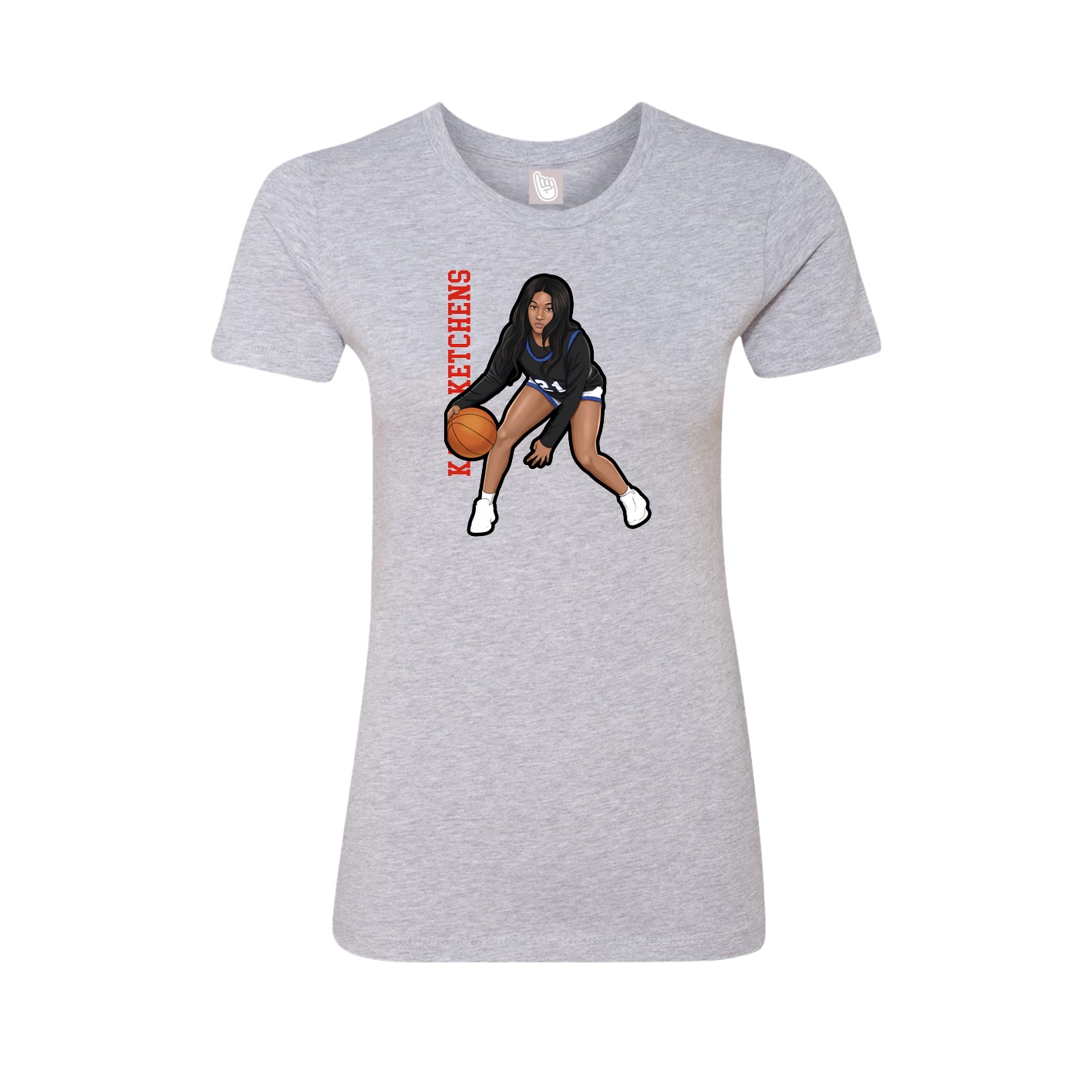 Womens Tee — Name Vertical in Grey