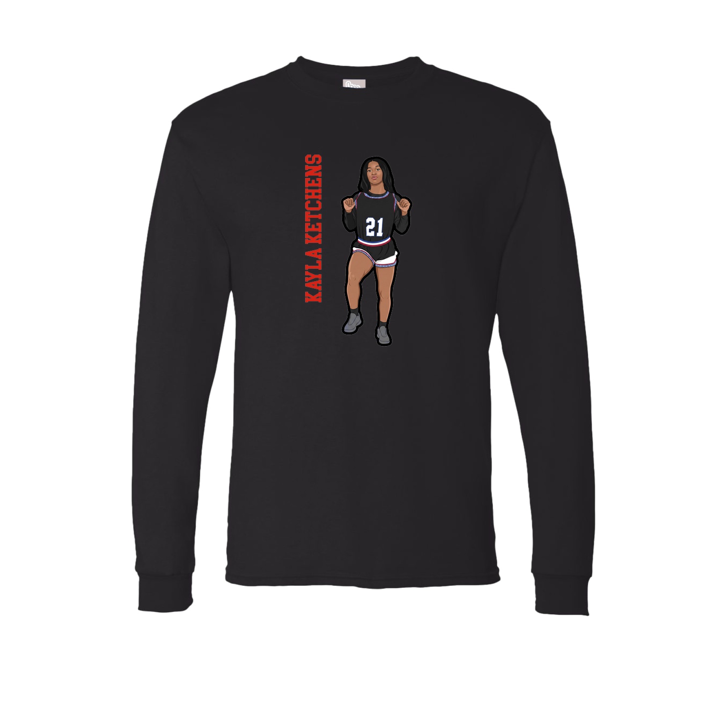 Long Sleeve Tee — Name Vertical in Black