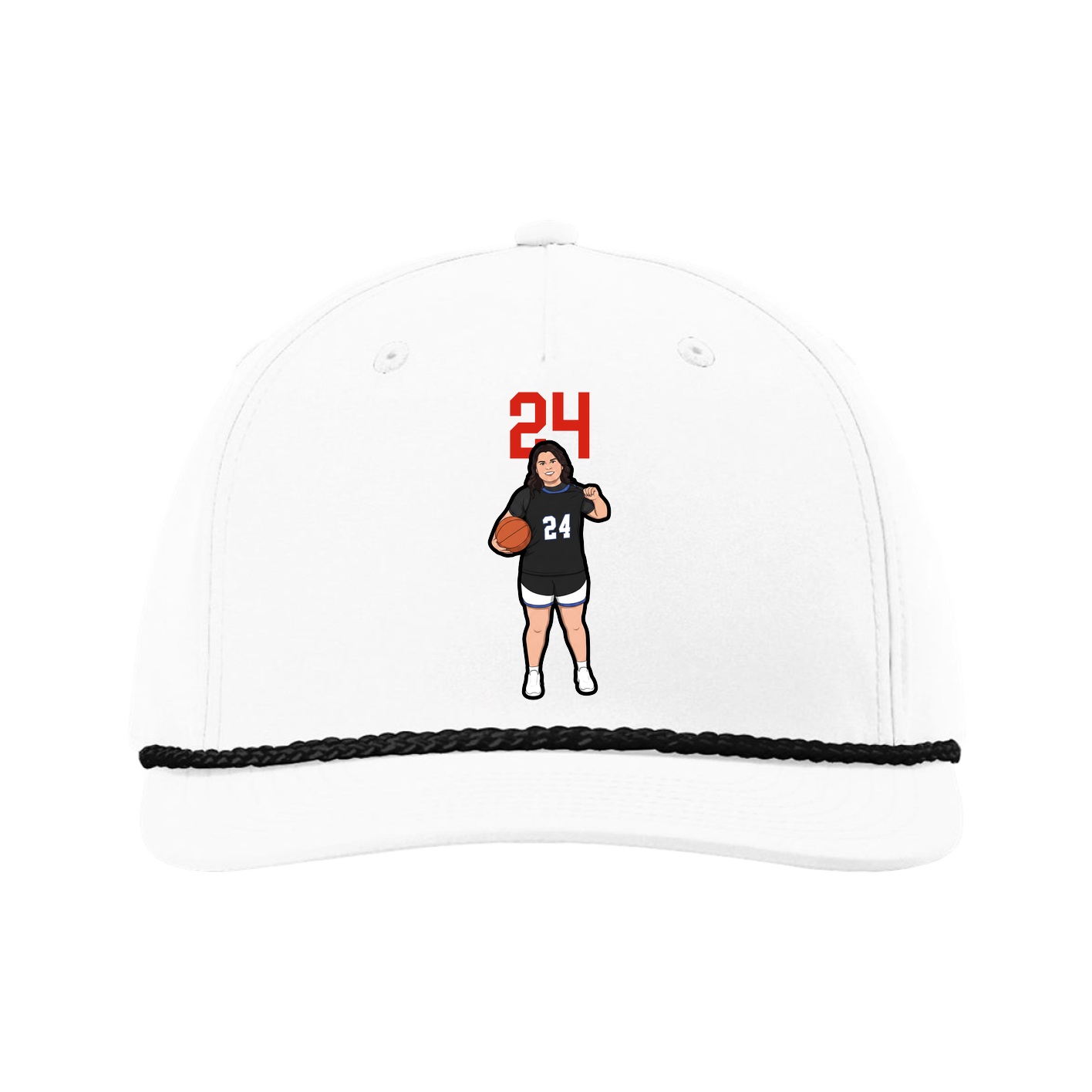 Five-Panel Classic Rope Cap — Number Top in White