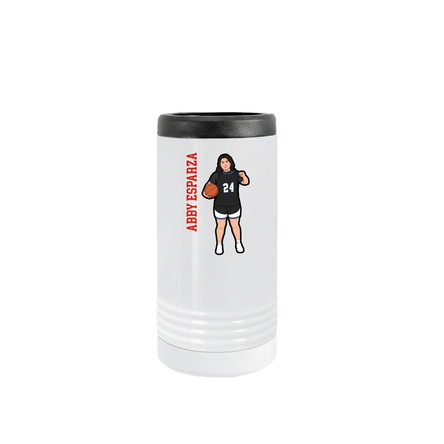 Slim Beverage Holder — Name Vertical in White