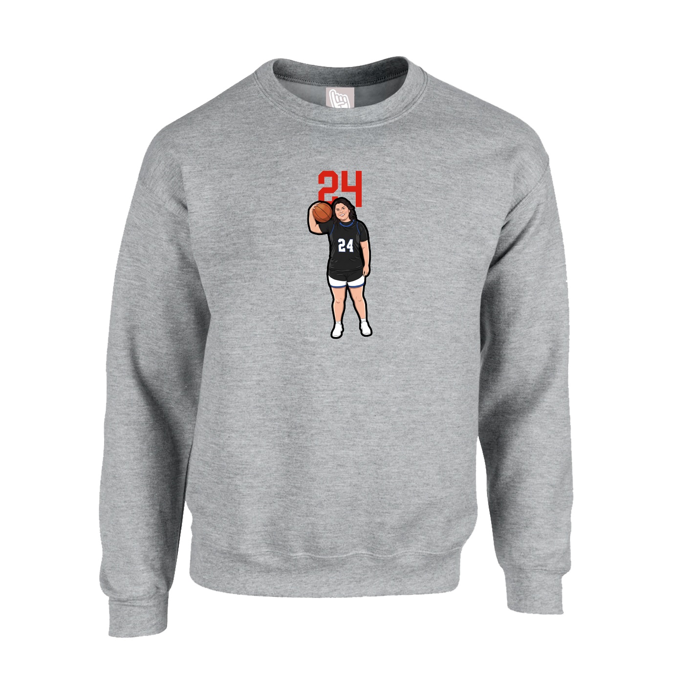Fleece Crew — Number Top in Grey