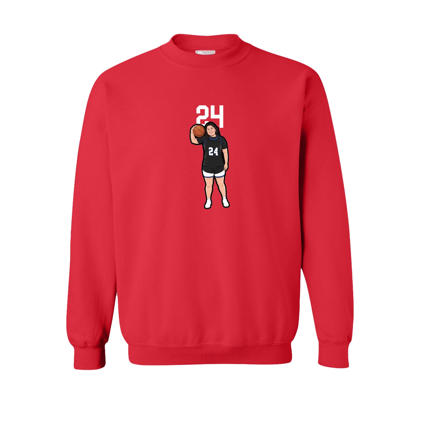 Fleece Crew — Number Top in Red