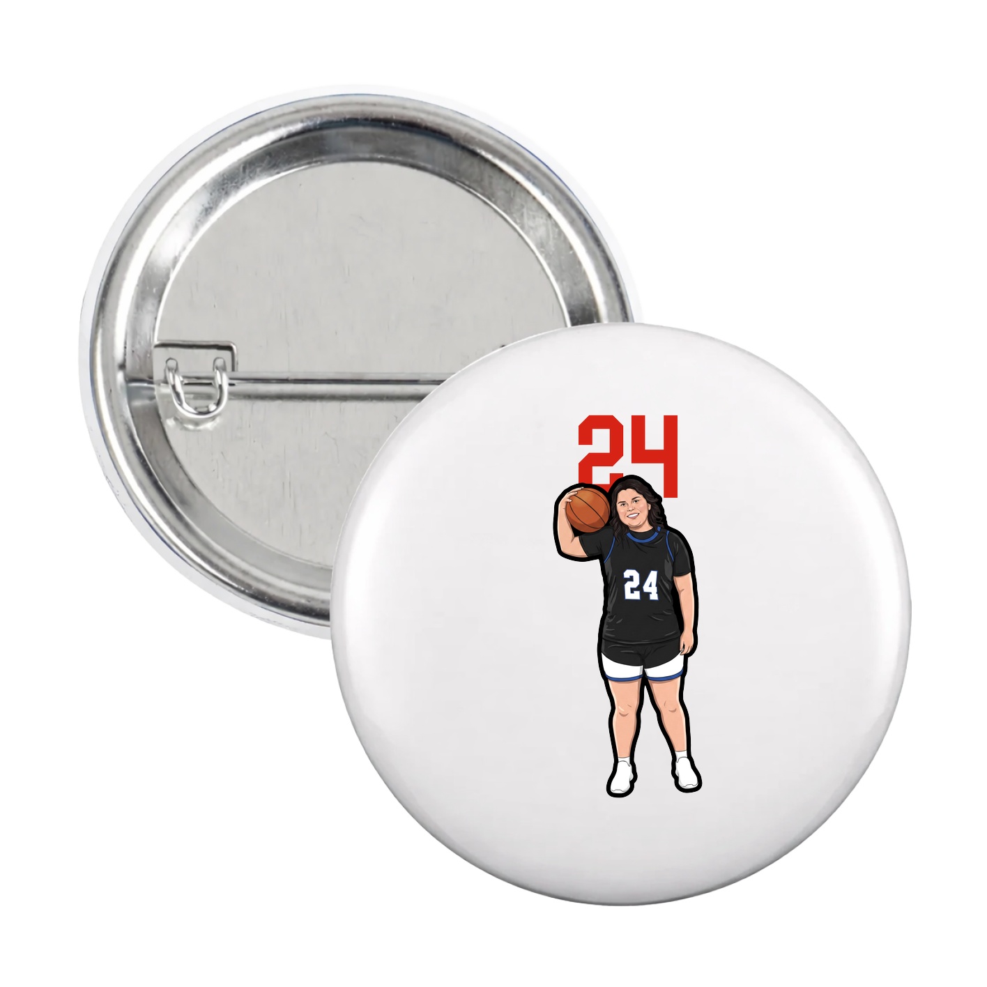Game Day Button — Number Top in White