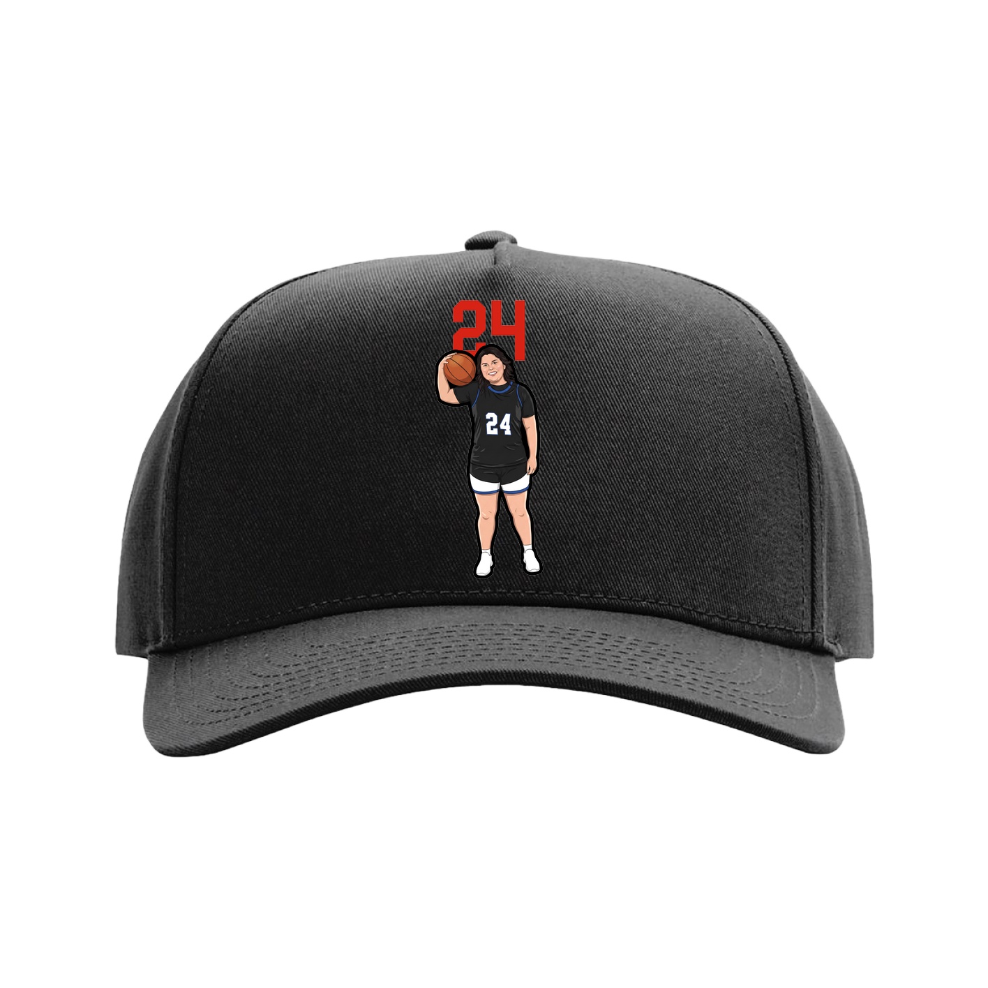Full Fabric Five-Panel Champ Cap — Number Top in Black