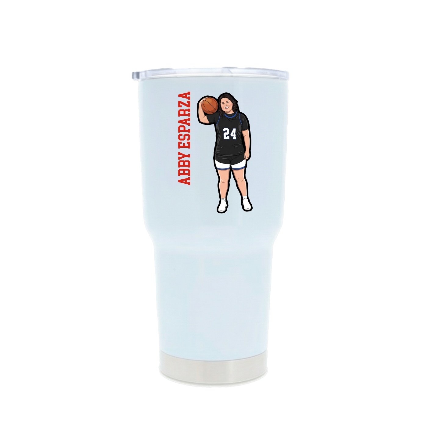 30oz Stainless Steel Tumbler — Name Vertical in White