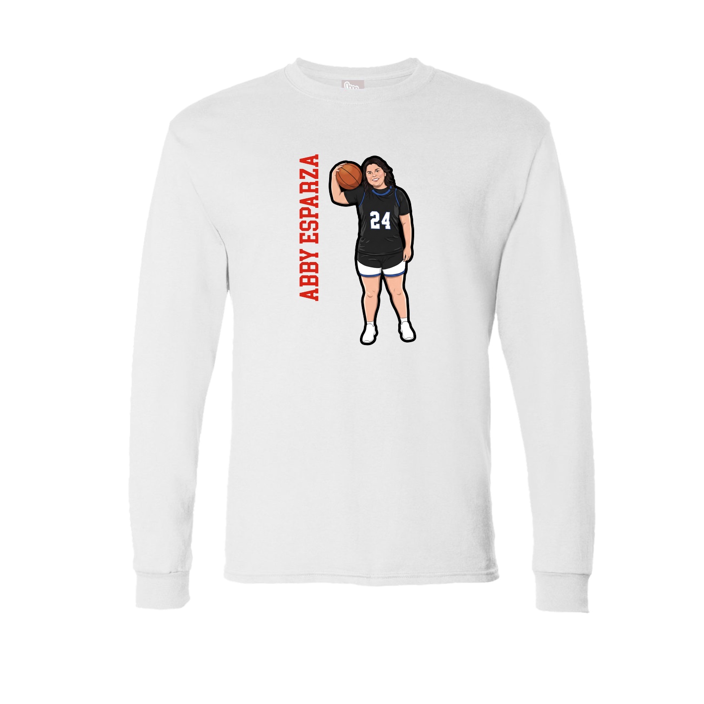 Long Sleeve Tee — Name Vertical in White