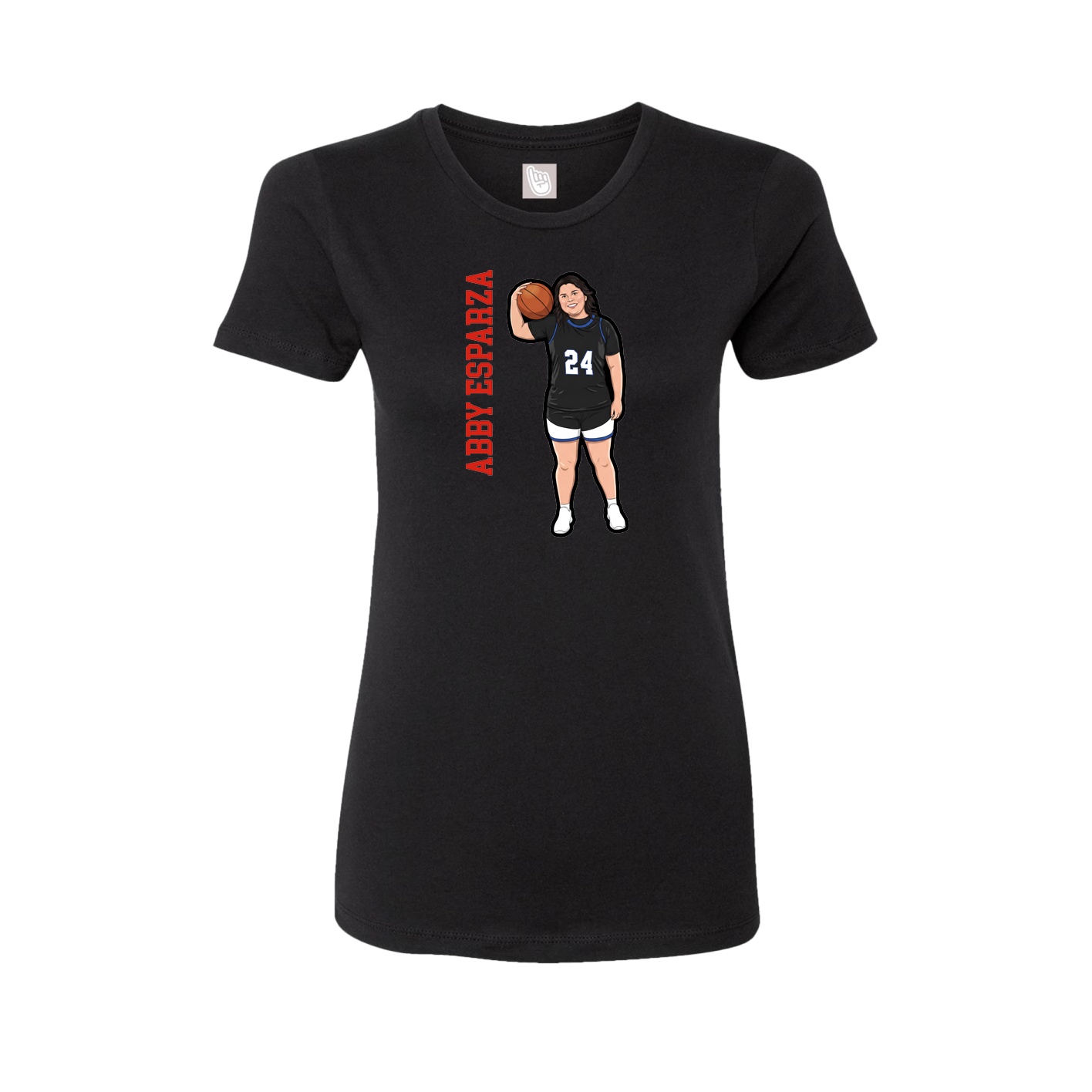 Womens Tee — Name Vertical in Black