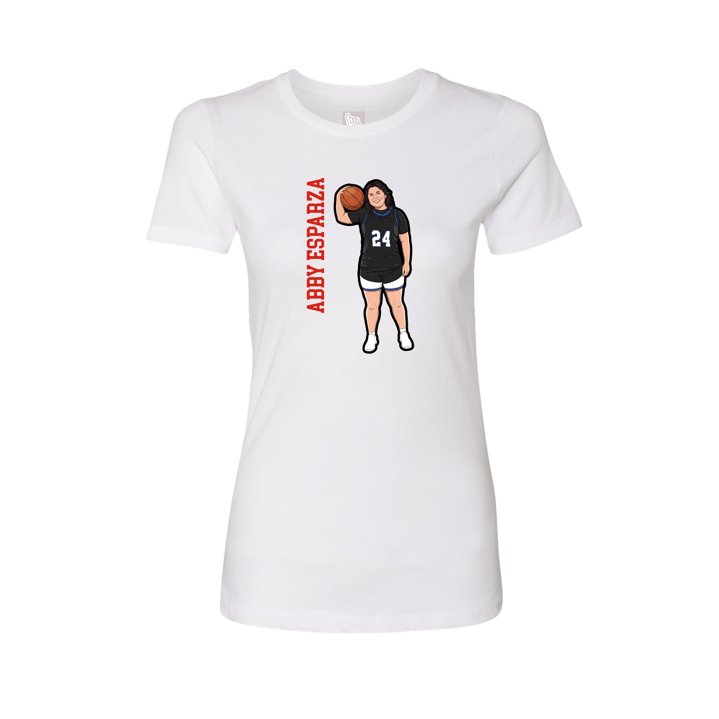 Fitted Women's Tee — Name Vertical in White