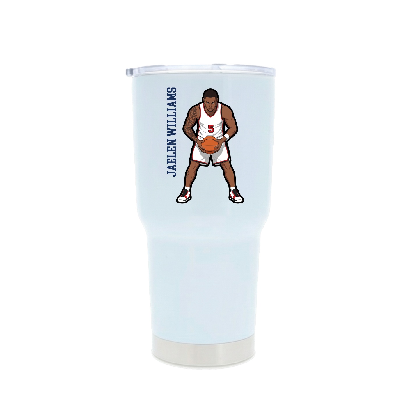 30oz Stainless Steel Tumbler — Name Vertical in White