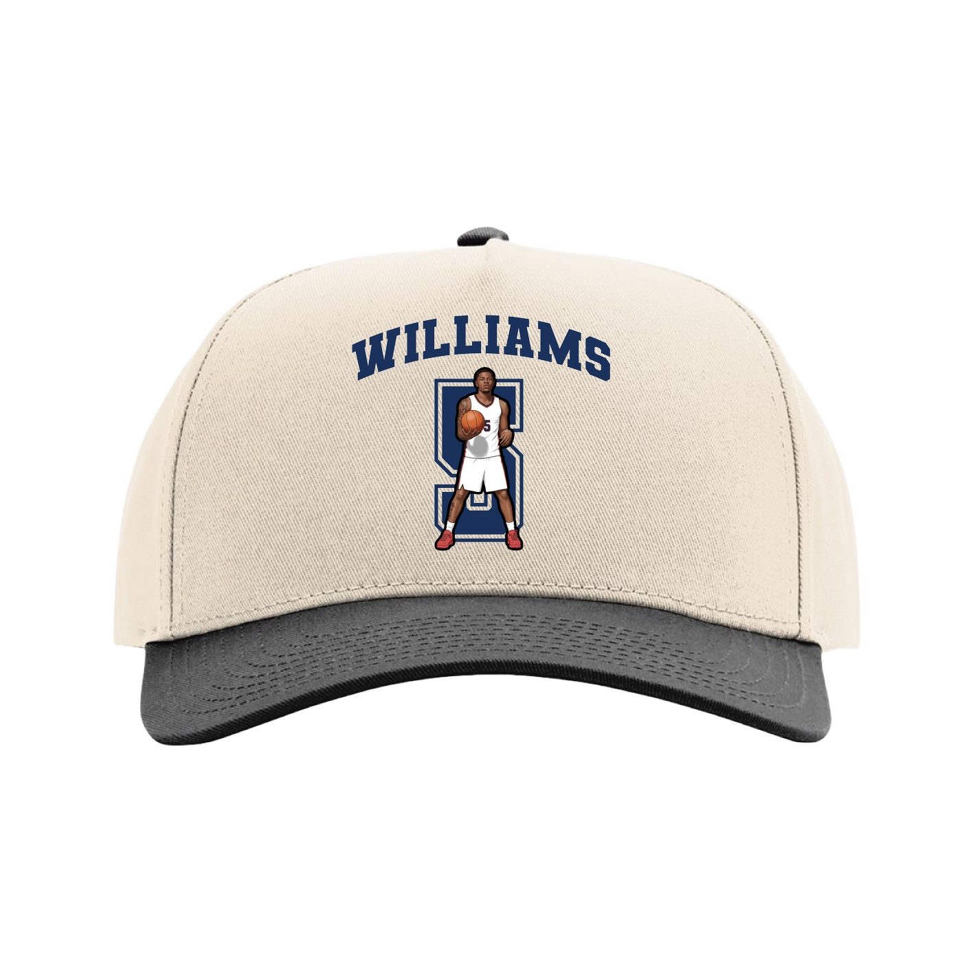 Full Fabric Five-Panel Champ Cap — Number in Cream/Black