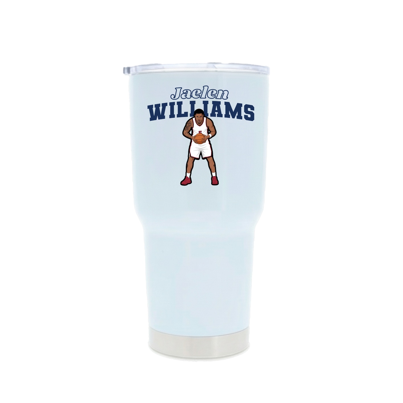 30oz Stainless Steel Tumbler — Name Arch in White
