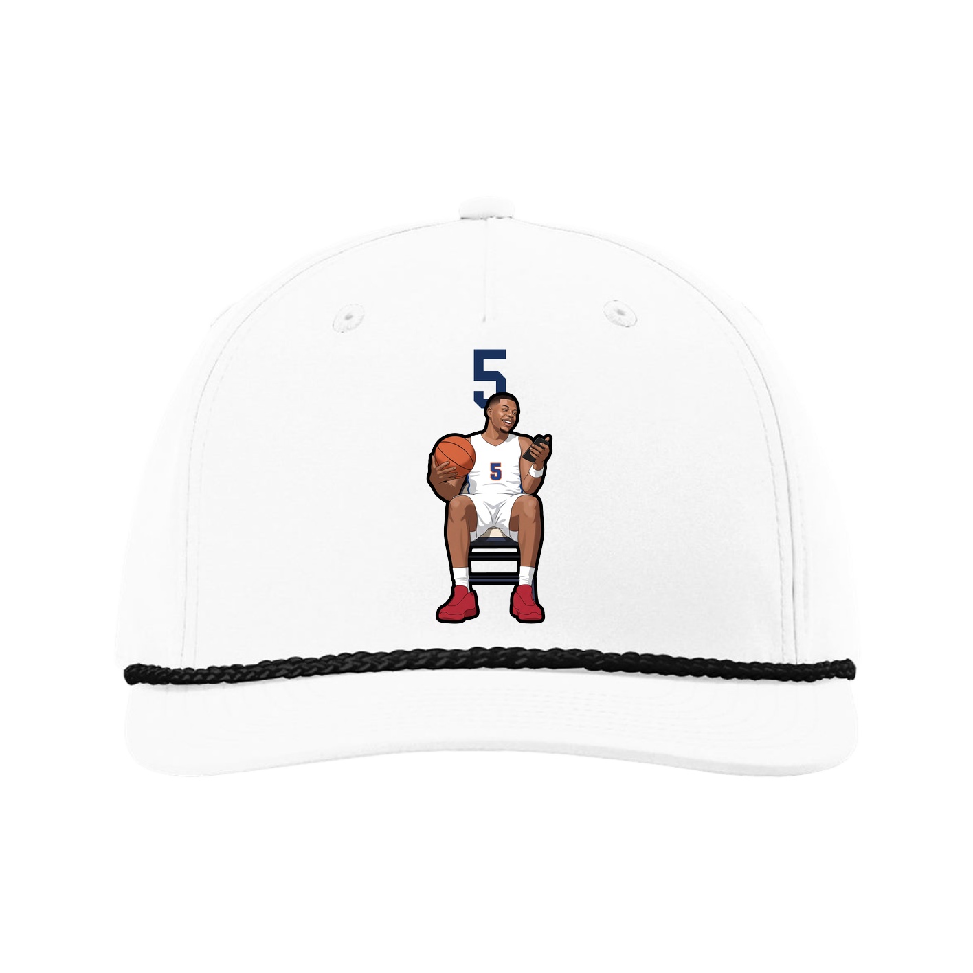 Five-Panel Classic Rope Cap — Number Top in White