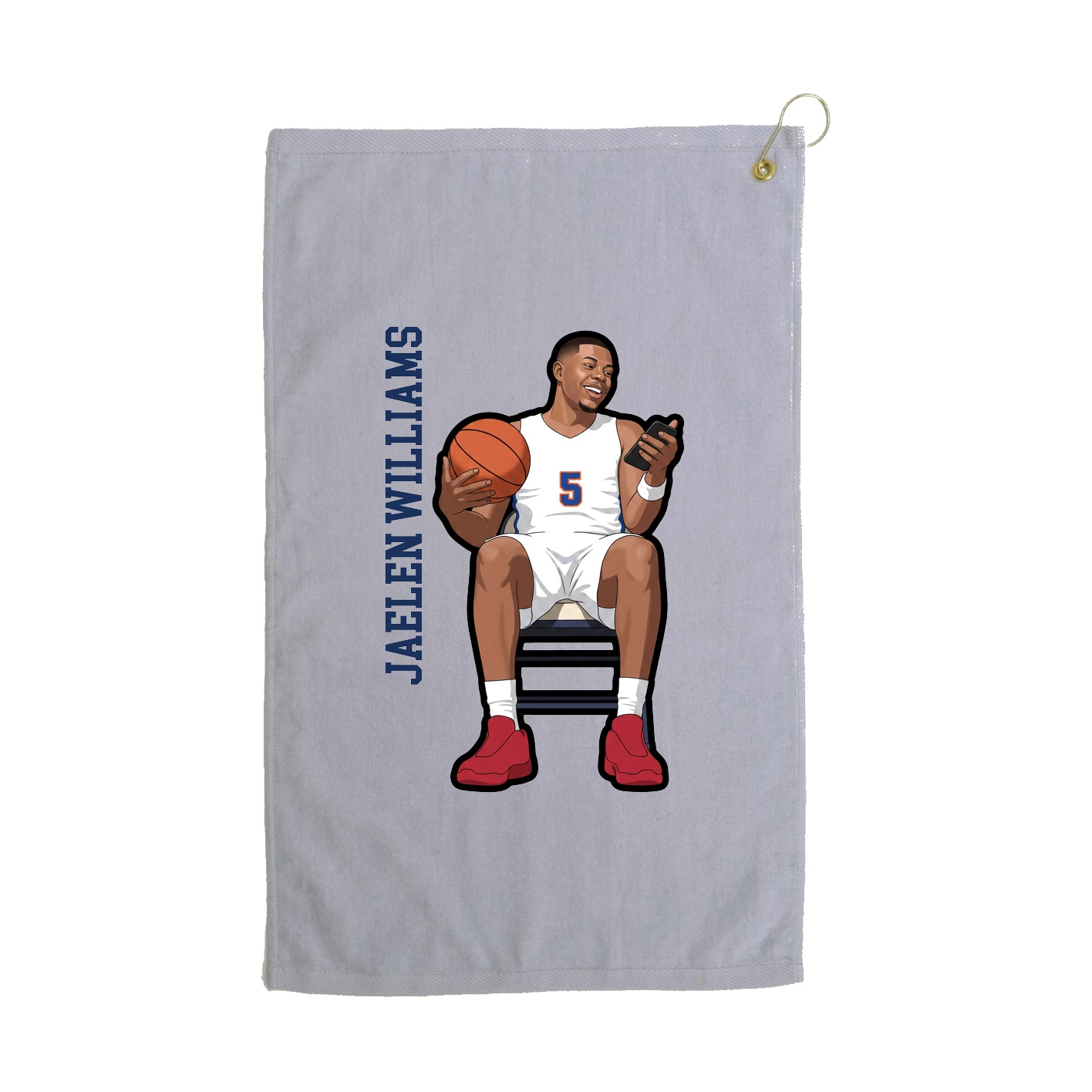 Golf Towel — Name Vertical in Grey