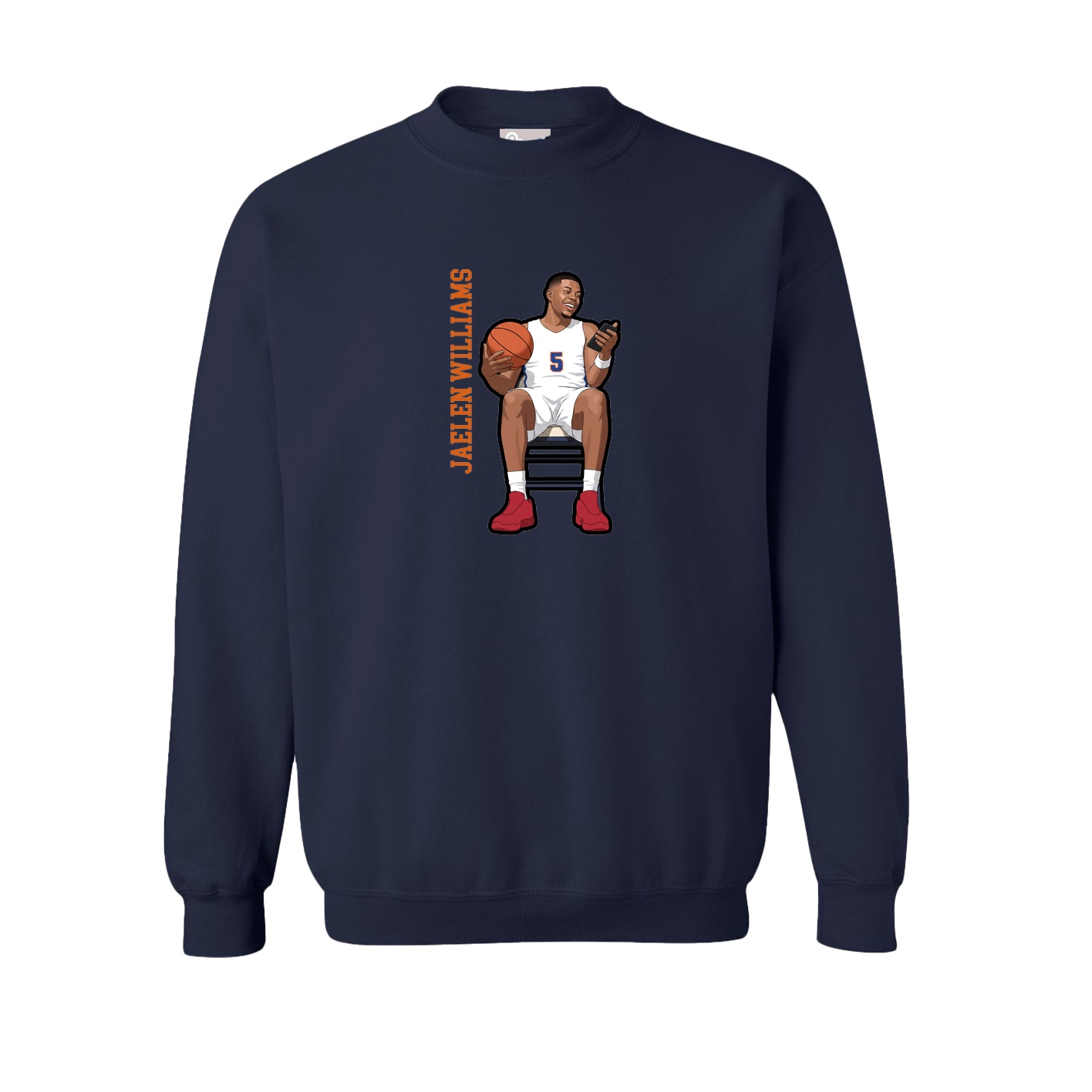 Fleece Crew — Name Vertical in Navy