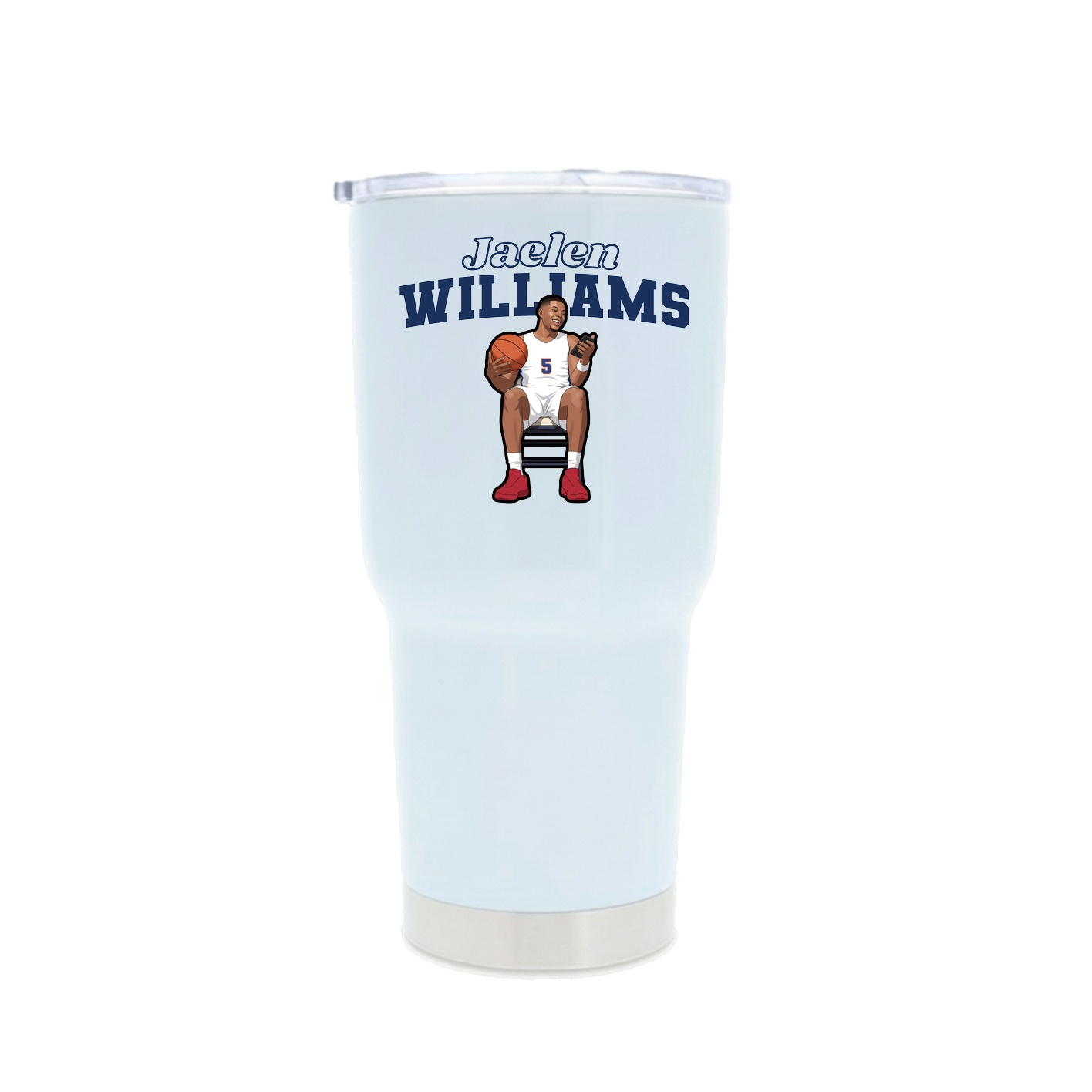 30oz Stainless Steel Tumbler — Name Arch in White