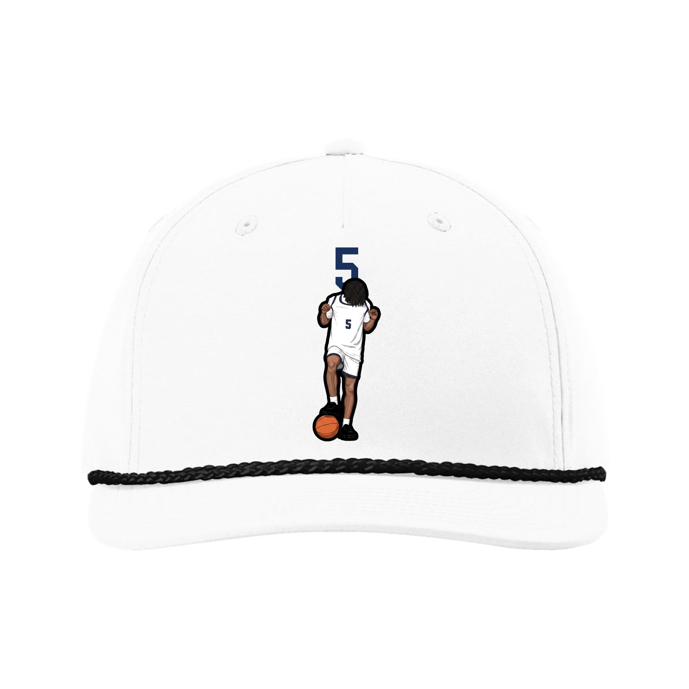 Five-Panel Classic Rope Cap — Number Top in White