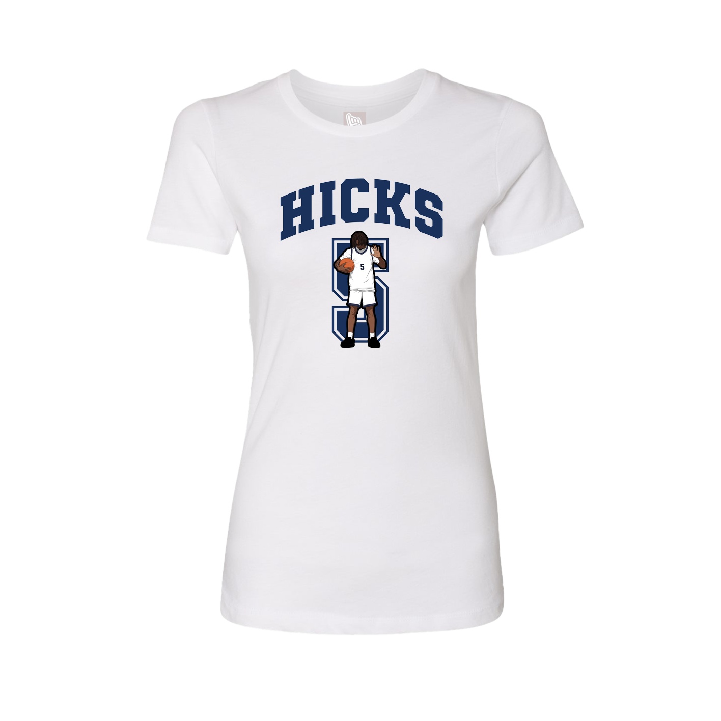 Fitted Women's Tee — Number in White